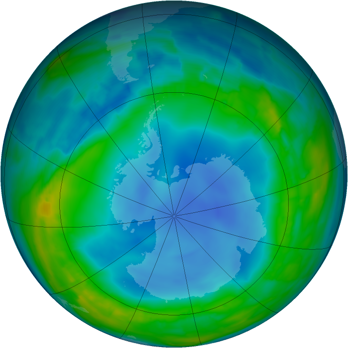 Antarctic ozone map for 27 July 2013